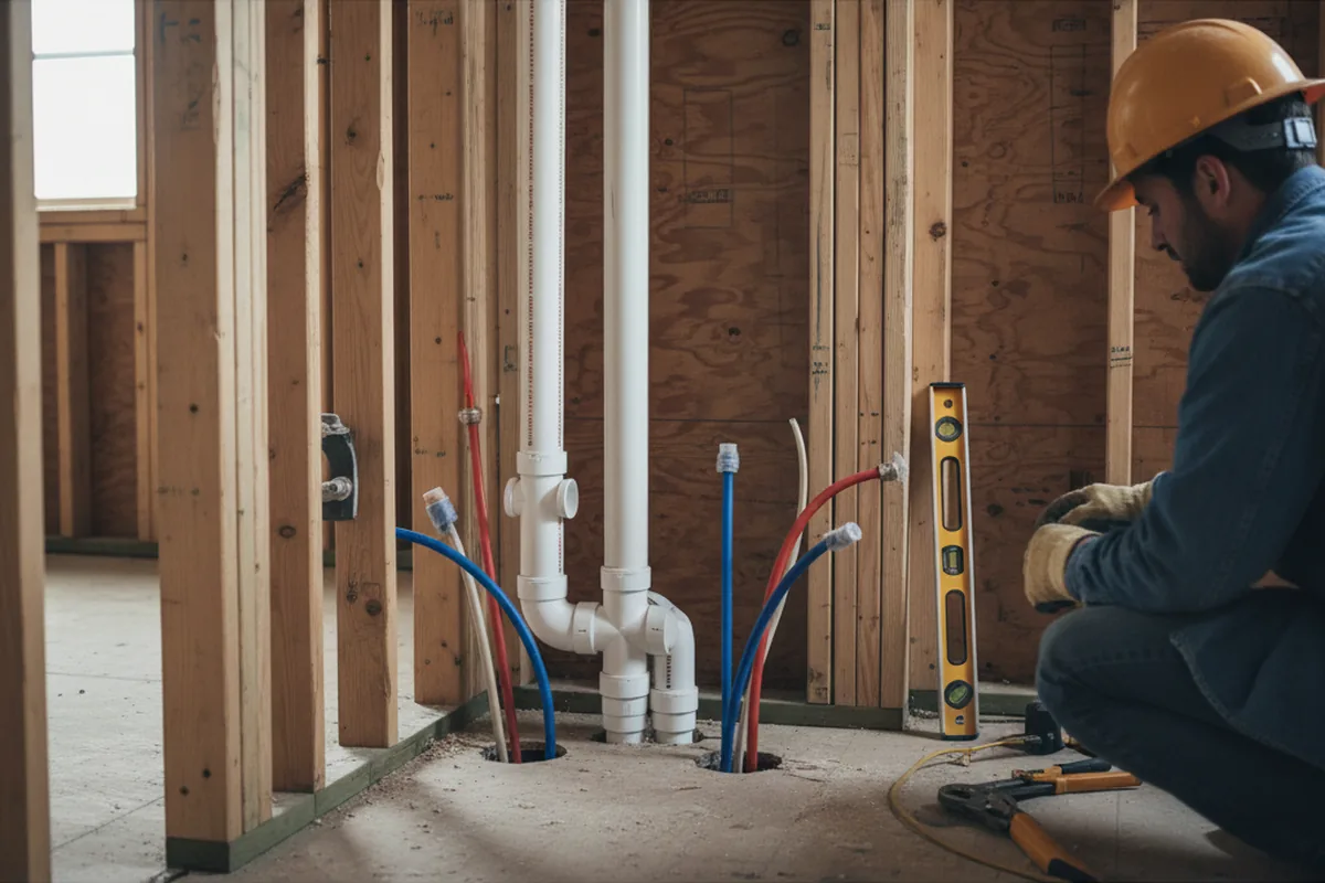 Drain and supply rough-in during Sump Pump Repair in Daggett