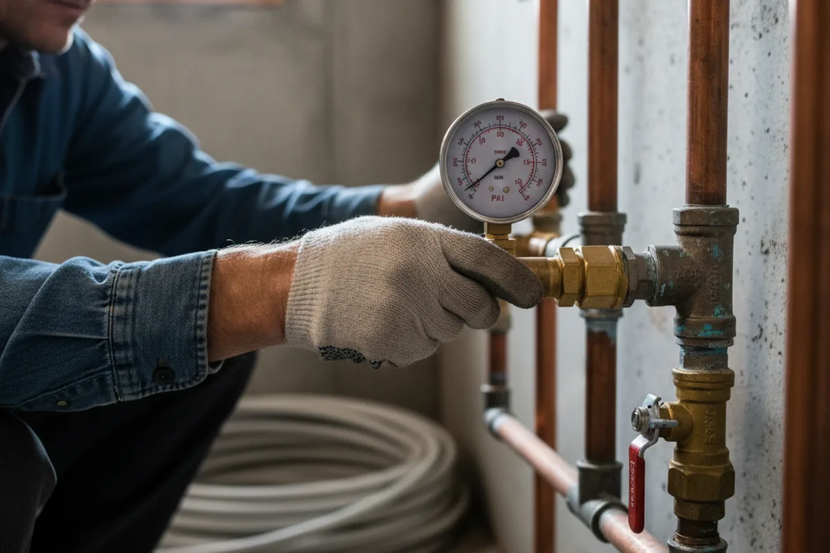 Pressure testing a repaired line during Water Line Repair in Daggett